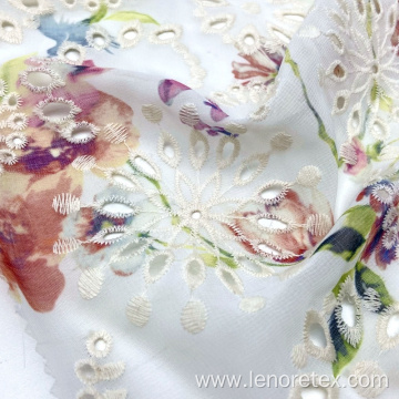 100% Polyester Woven Floral Print Chiffon Embroidery Fabric